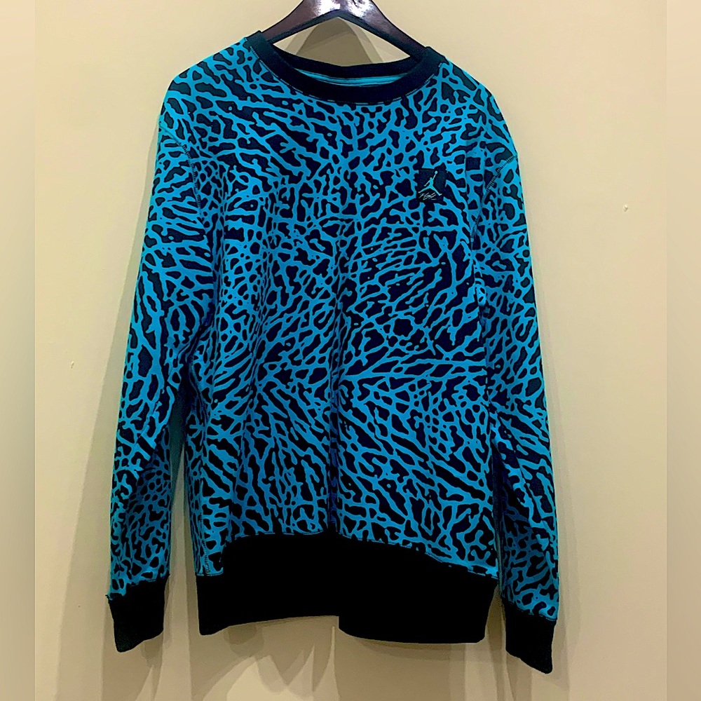 MENS JORDAN FLIGHT SWEATSHIRT BLACK & DEEP PANTHERS BLUE